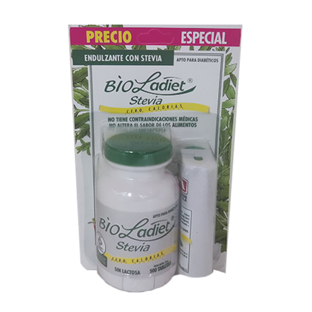 PE STEVIA BIOLADIET FRASCO*500 TABLETA+DISPENSADOR*150