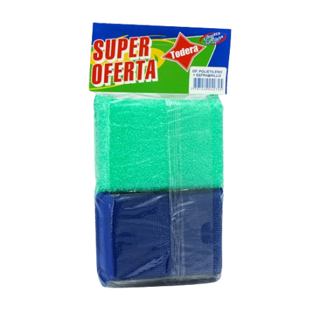 00321 OFPE ESPONJA POLIETILENO+ESPONJA EXTRABRILLO (24)