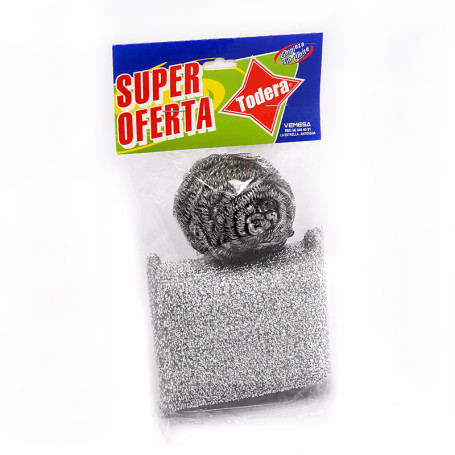 00301 OF PE ESPONJA DORADA/PLATA+INOXIDABLE (60)