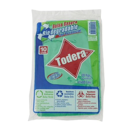 BOLSA BASURA VERDE*10 BIO(65x80)(50)